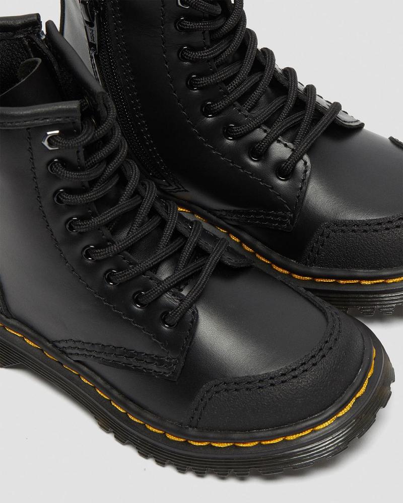 Kids' Dr Martens Toddler 1460 Overlay Leather Casual Boots Black | AU 664NWY